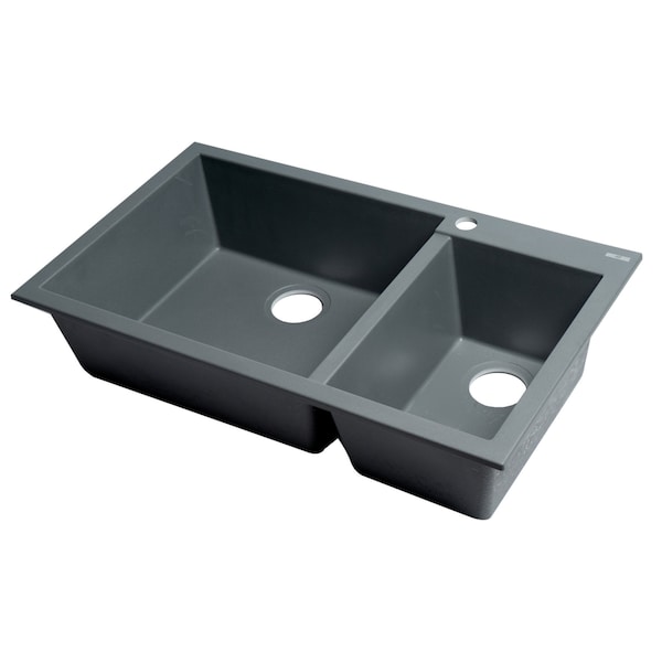 Titanium 34 Dbl Bowl Drop In Granite Composite Kitchen Sink